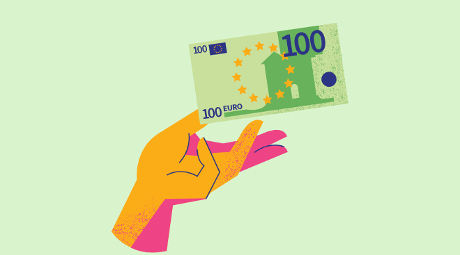 Hand mit Hunderteuroschein