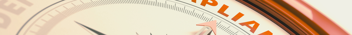Ausschnitt eines Kompasses, bei dem die Nadel auf den englischen Text "Compliance" zeigt